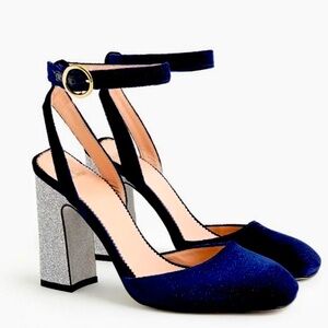 J.CREW Blue Velvet Harlow Pumps NEW
